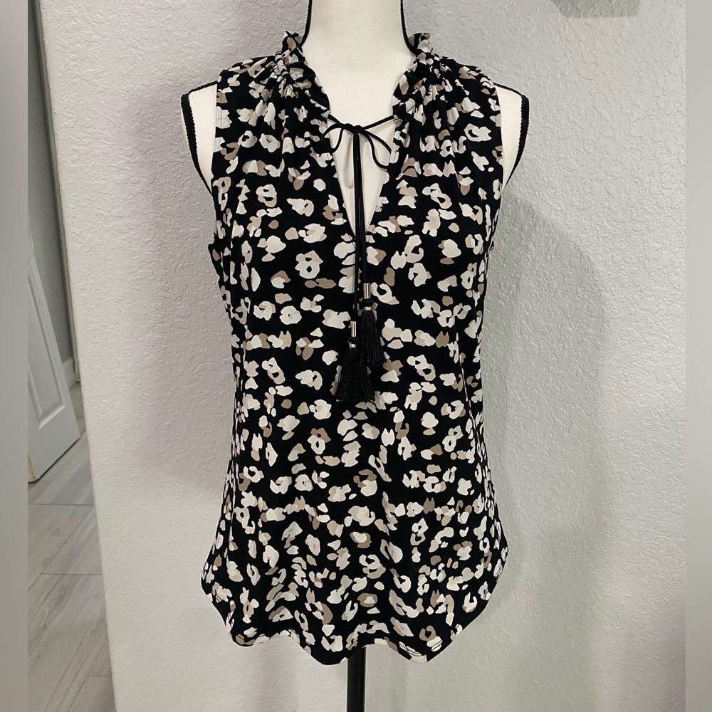 WHBM sleeveless animal print blouse